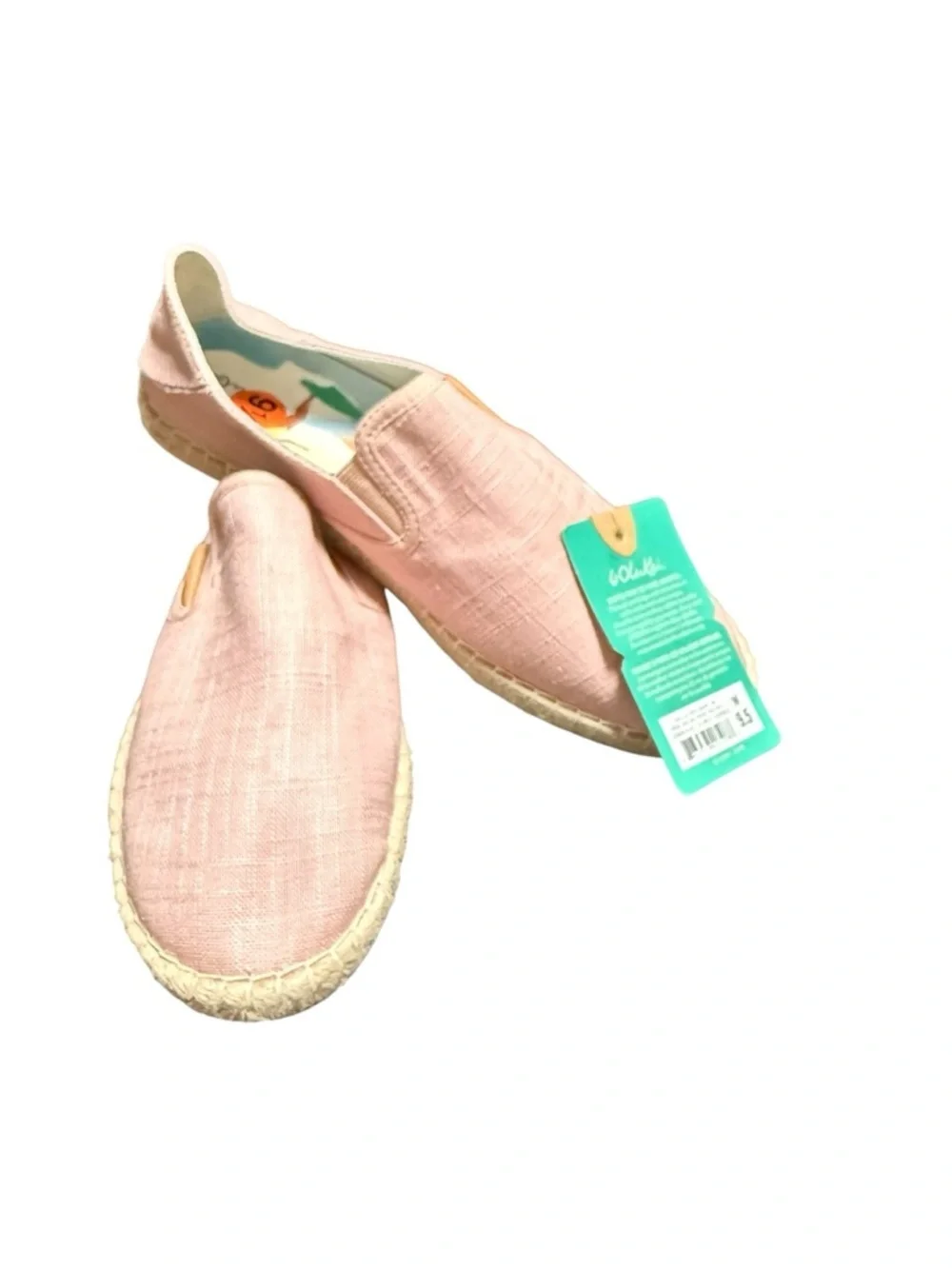 OluKai Kaula Pa’a Kapa Slip-On Espadrille Flats Pink Linen Womens 9.5